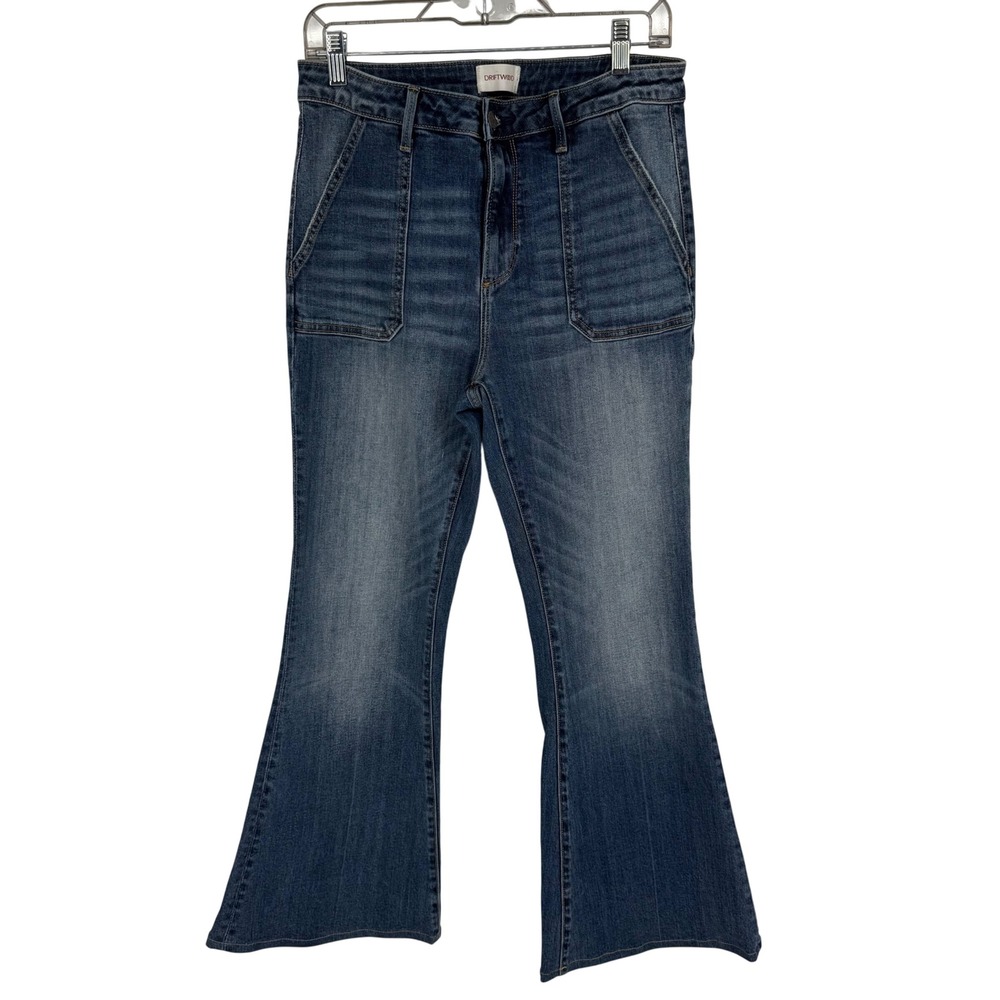 Driftwood Farrah Flare Jeans Womens 29 Blue Excellent‎ High Rise Patch Pocket